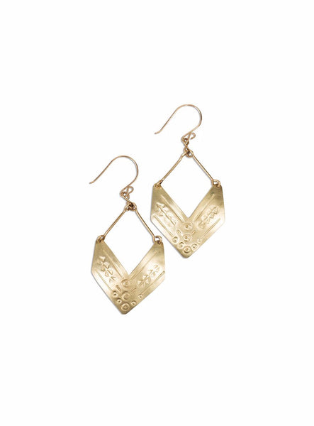 Earrings - Kara Zuri Brass Chevron Earrings