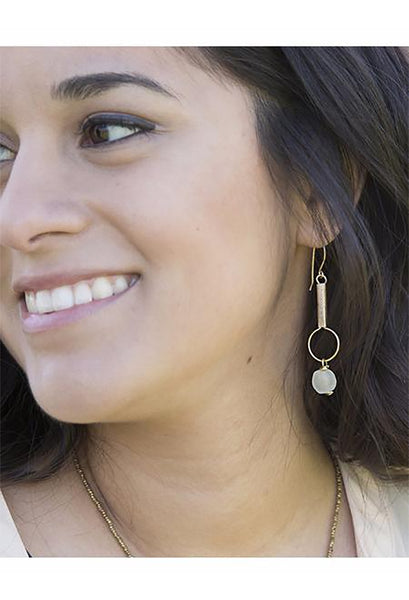 Earrings - Mvua Glass Bead Drop Earrings White