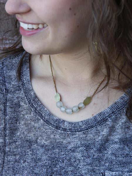 Necklaces - Kisiwa Glass Beaded Necklace White