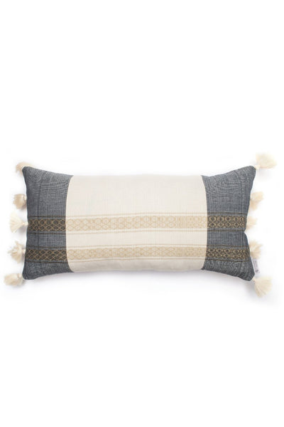 Lumbar Black Stripe Tassel Pillow