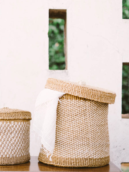 Home Goods - Large Woven Lidded Basket